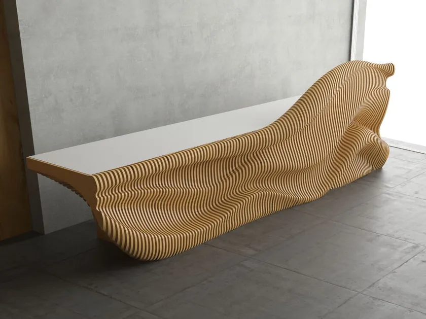 Bureau en bois paramétrique avec formes ondulées